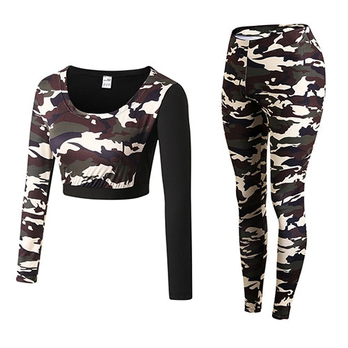 Yoga Set Woman Sportswear Fitness Sport Suit Tracksuit Women Camouflage