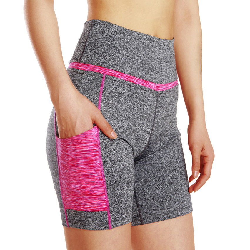 Pink and Grey yoga shorts W Pocket