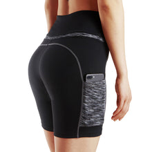 Load image into Gallery viewer, Pink and Grey yoga shorts W Pocket