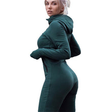 Load image into Gallery viewer, Women&#39;s 2018 Autumn Long Sleeve Hooded Jumpsuit Ladies Yoga Sportswear Jumpsuit Fitness Training Suit Bodysuit Sport Clothing